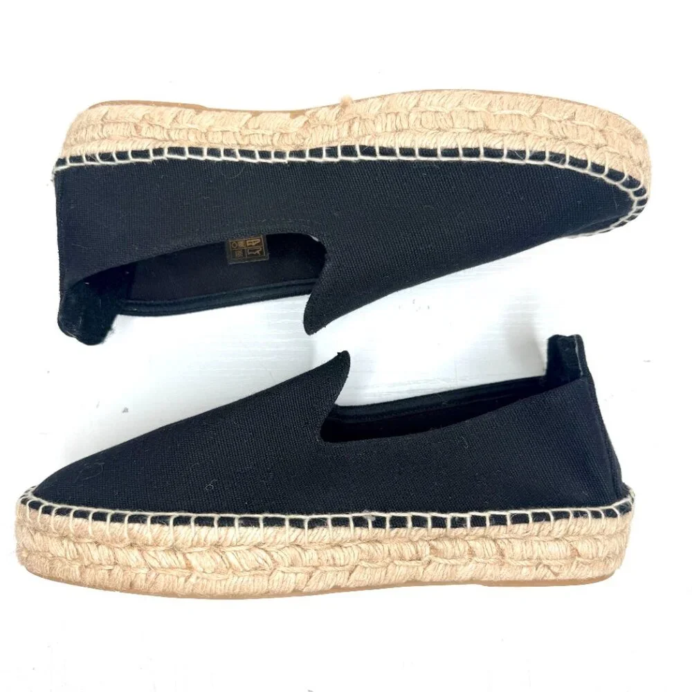 Spain Coastal Resort Neutral Platform Slip On Canvas Jute Espadrille 11 41 Black